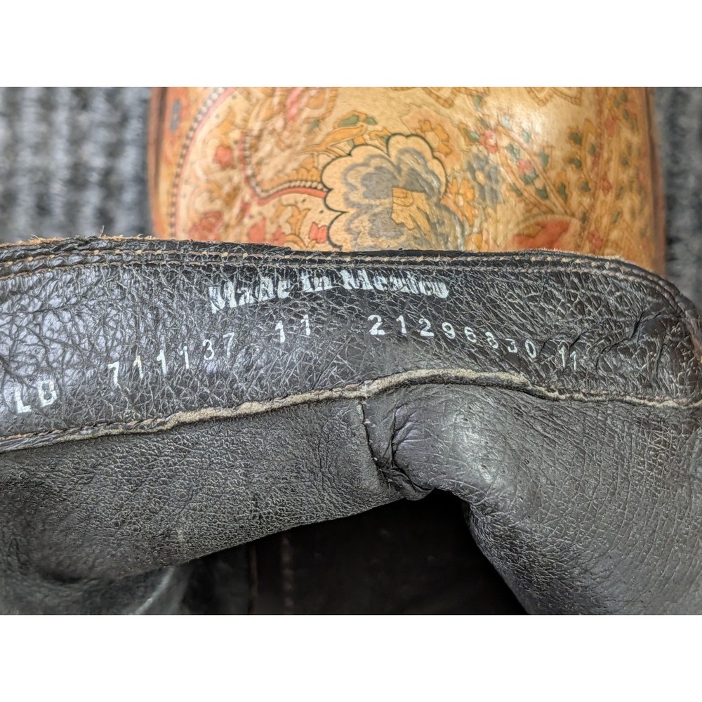 Liberty Black Western Ankle Boots Womens 11 Tan Paisley Western Cowgirl‎ Boho - Picture 9 of 10